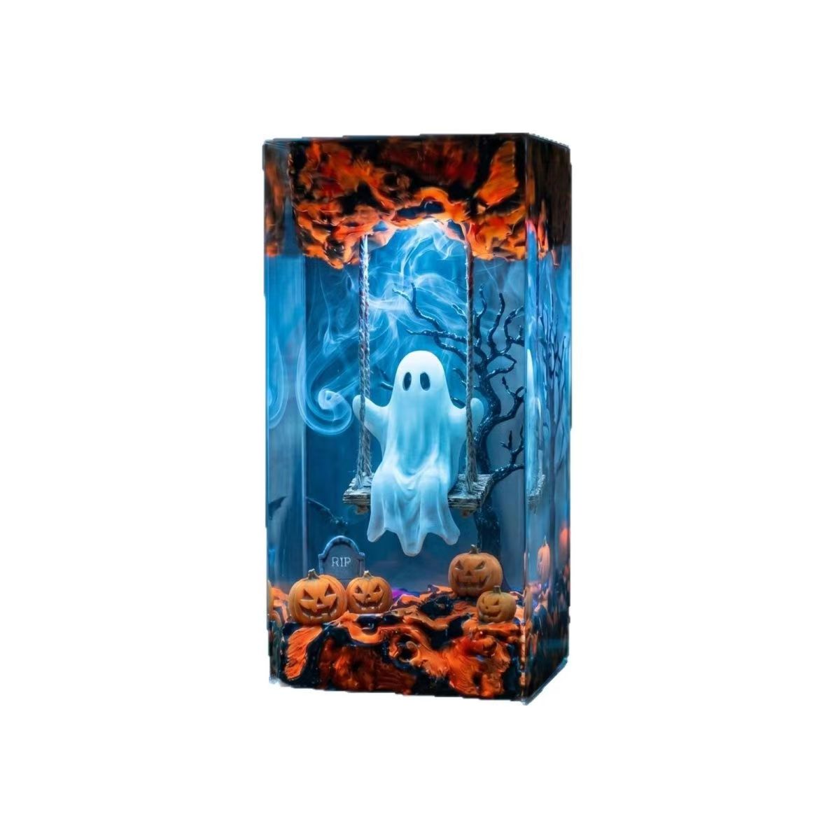 Handmade Swing Ghost Resin Lamp – Cozy Halloween Night Light & Spooky Gift