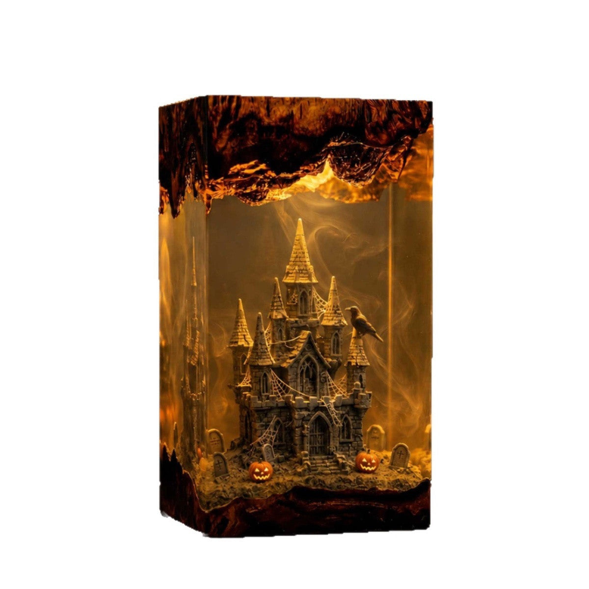 Handmade Gothic Haunted Castle Resin Lamp – Spooky Halloween Manor Night Light & Witchy Decor Gift