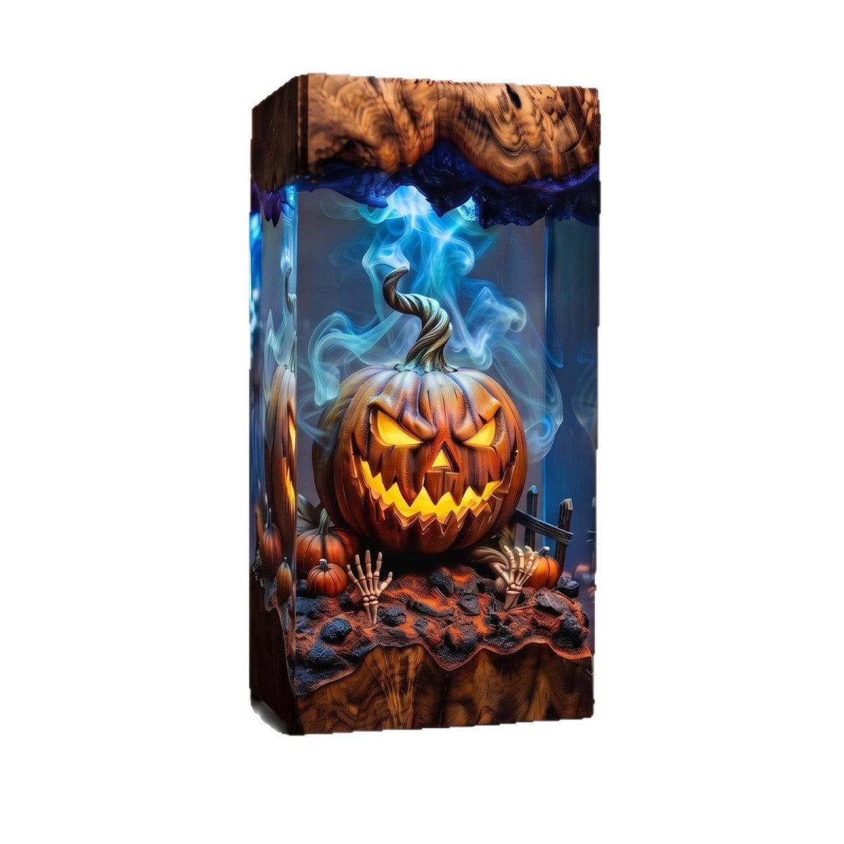Handmade Spooky Jack-o'-Lantern Resin Lamp – Gothic Halloween Pumpkin Night Light & Horror Decor Gift